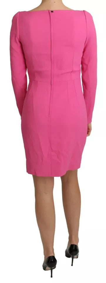 Dolce &amp; Gabbana Pink Plunging Bodycon Sheath Mini Rayon Dress