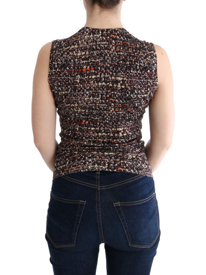 Dolce &amp; Gabbana Sleeveless Multicolor Knit Wool Top