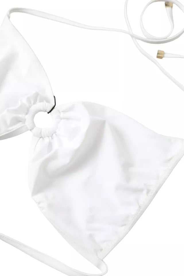 Dolce & Gabbana White Nylon Stretch Swimwear Top Bikini