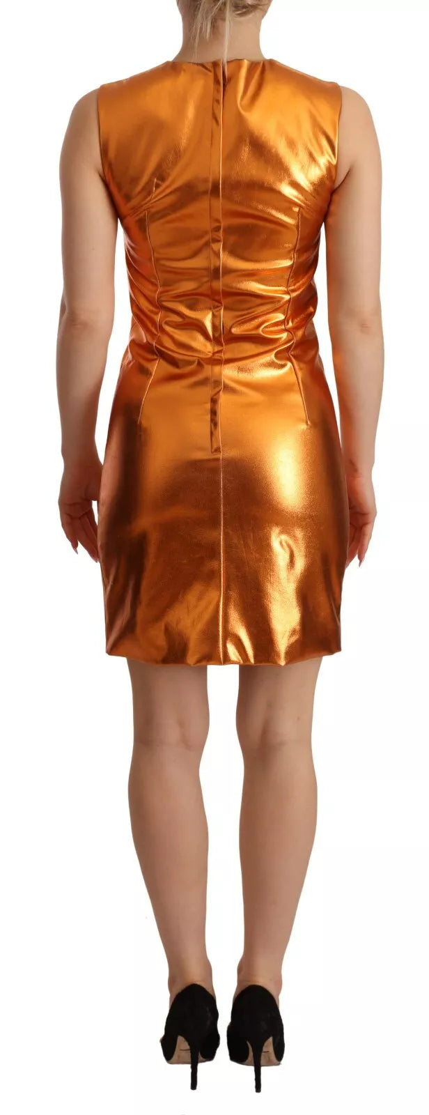 Dolce & Gabbana Metallic Orange Sleeveless Sheath Dress