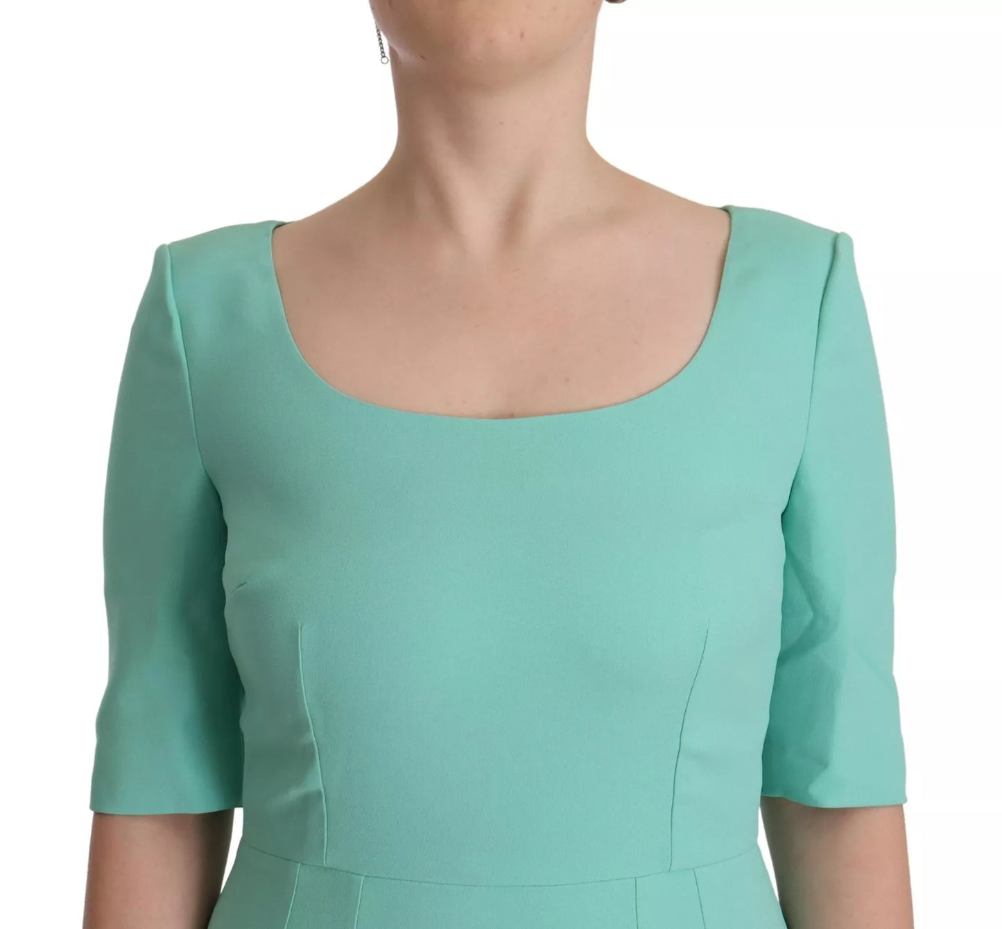 Dolce &amp; Gabbana Mint Green Sheath Square Neckline Midi Dress