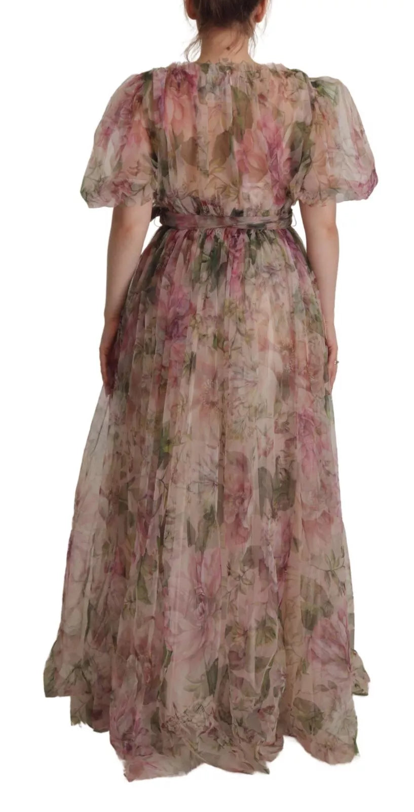 Dolce &amp; Gabbana Multicolor Floral Print Long Maxi Gown Dress