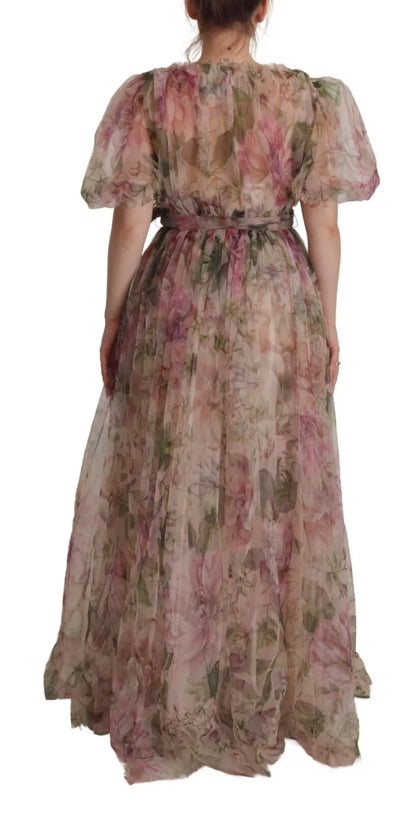 Dolce &amp; Gabbana Multicolor Floral Print Long Maxi Gown Dress