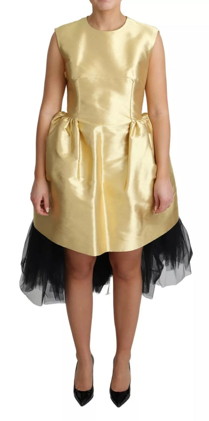 Dolce &amp; Gabbana Gold Polyester Sleeveless A-line Tulle Dress