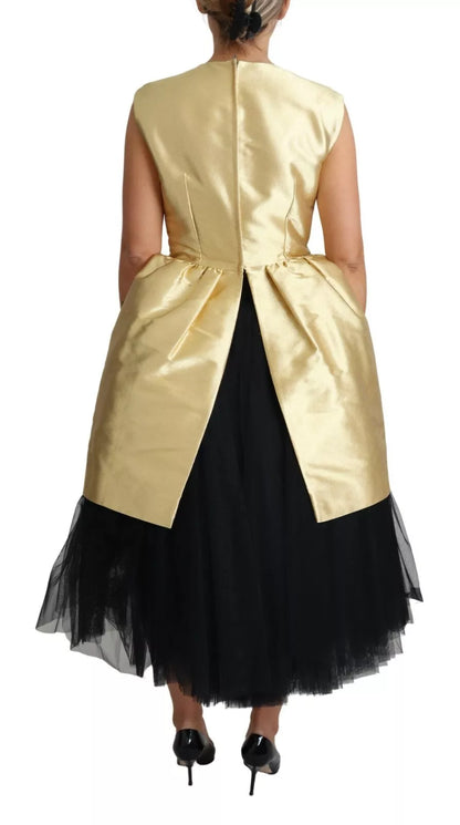 Dolce &amp; Gabbana Gold Polyester Sleeveless A-line Tulle Dress