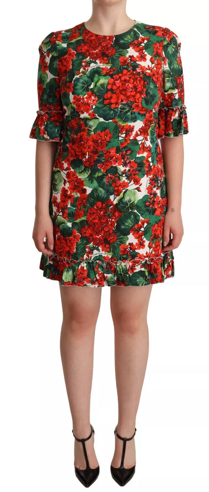 Dolce &amp; Gabbana Red Green Portofino-Print Poplin Midi Dress