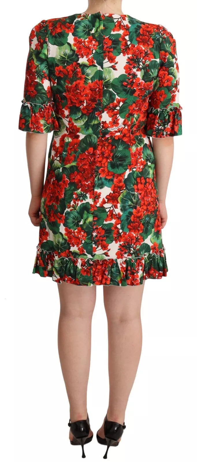 Dolce &amp; Gabbana Red Green Portofino-Print Poplin Midi Dress