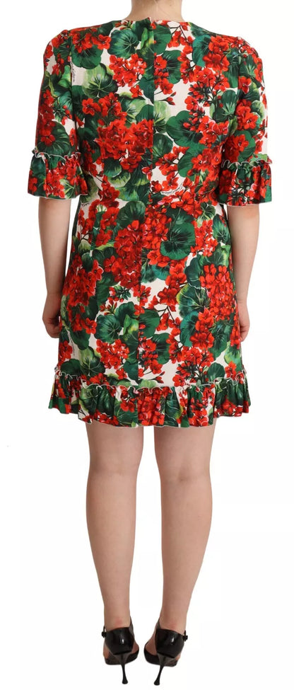 Dolce &amp; Gabbana Red Green Portofino-Print Poplin Midi Dress