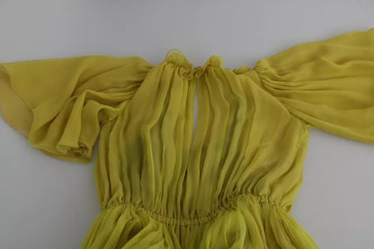 Dolce &amp; Gabbana Yellow Shift A-line Silk Gown Dress