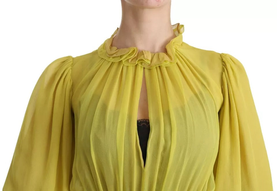 Dolce &amp; Gabbana Yellow Shift A-line Silk Gown Dress