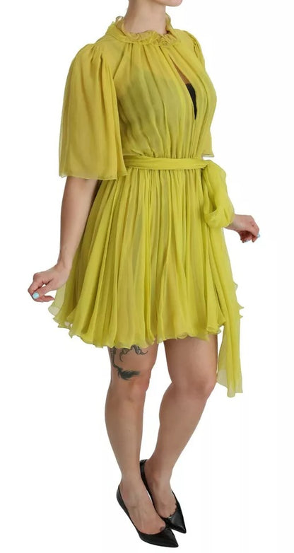 Dolce &amp; Gabbana Yellow Shift A-line Silk Gown Dress