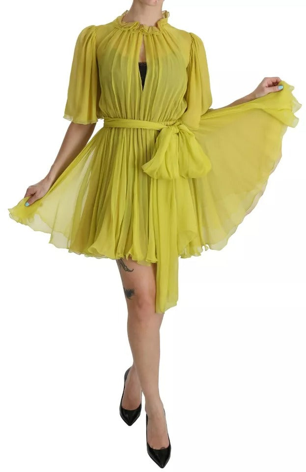 Dolce &amp; Gabbana Yellow Shift A-line Silk Gown Dress