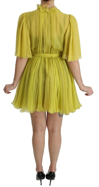 Dolce &amp; Gabbana Yellow Shift A-line Silk Gown Dress