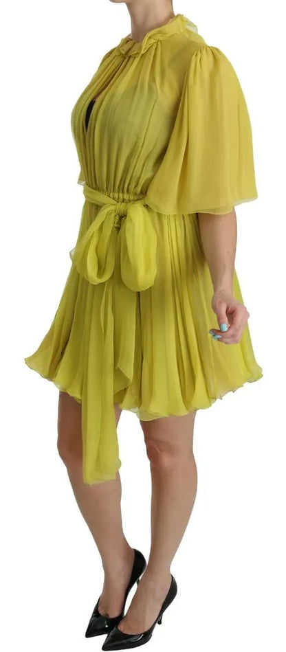 Dolce &amp; Gabbana Yellow Shift A-line Silk Gown Dress