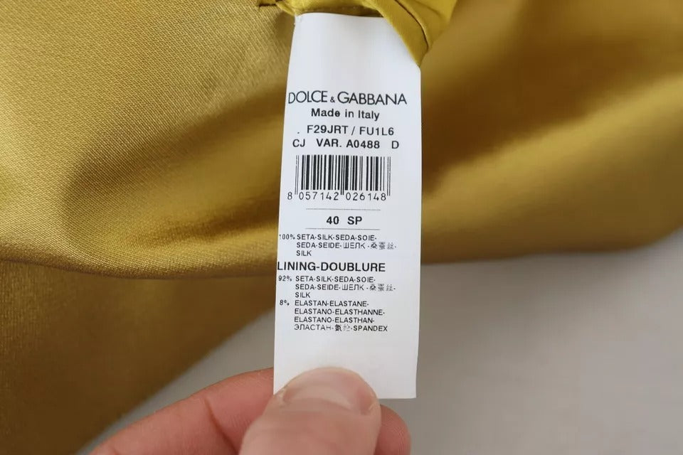 Dolce & Gabbana Gold Satin Long Sleeves Blazer Coat Jacket