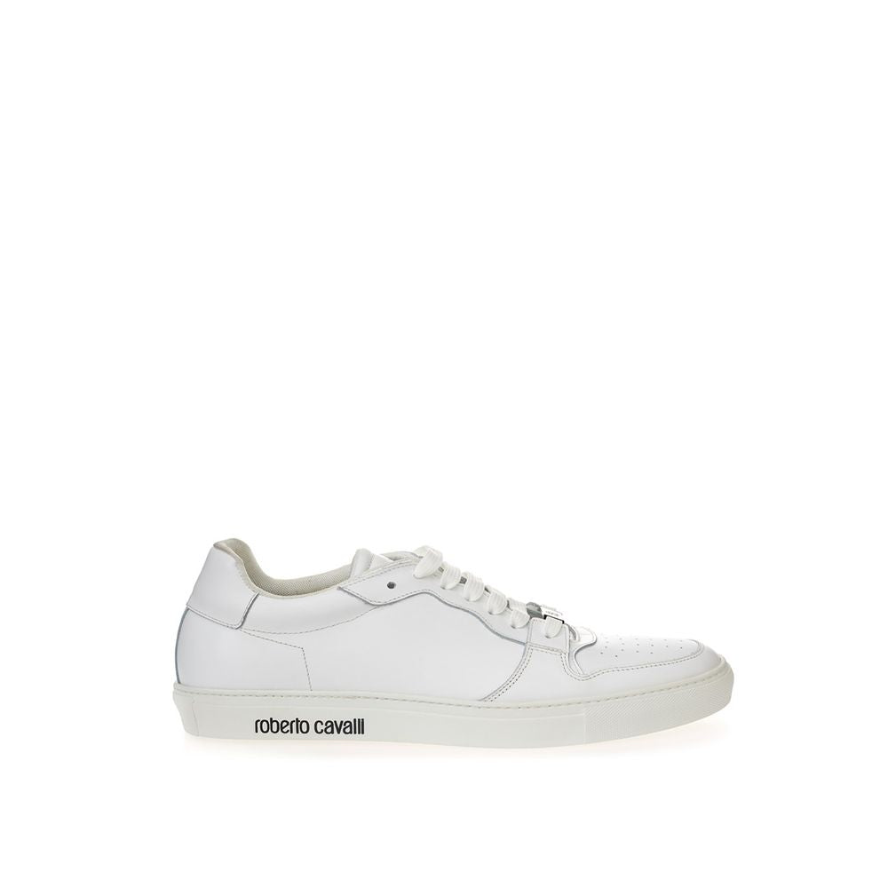 Roberto Cavalli White Leather Sneakers Luxury Footwear