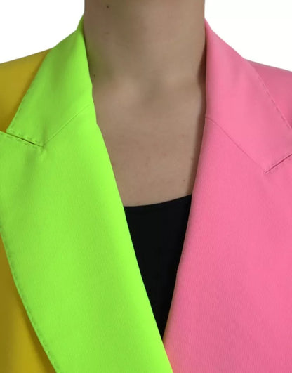 Dolce &amp; Gabbana Multicolor Patchwork Peak Lapel Coat Jacket