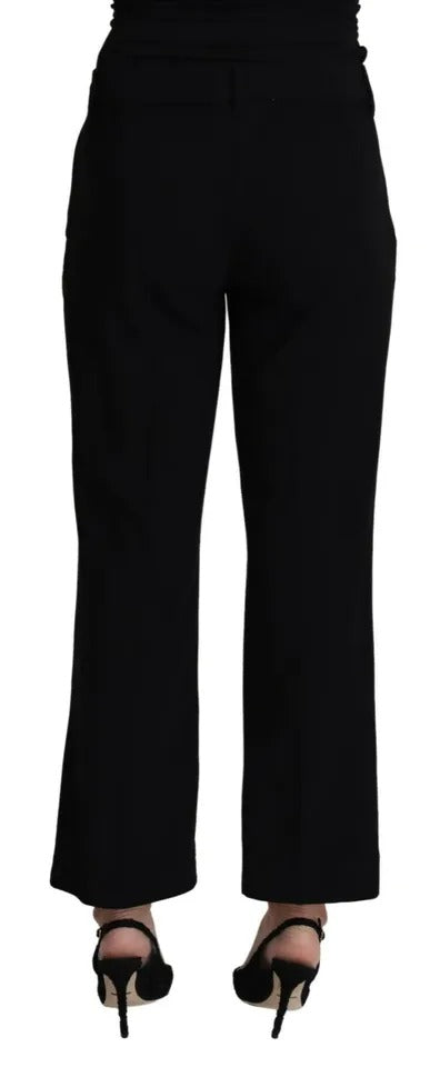 Dolce &amp; Gabbana Black Wool Stretch Cropped Capri Trouser Pants