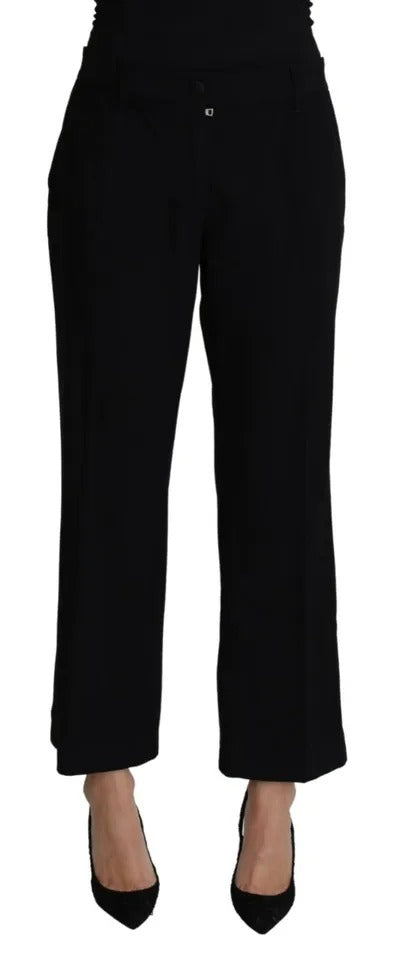 Dolce &amp; Gabbana Black Wool Stretch Cropped Capri Trouser Pants