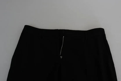 Dolce &amp; Gabbana Black Wool Stretch Cropped Capri Trouser Pants