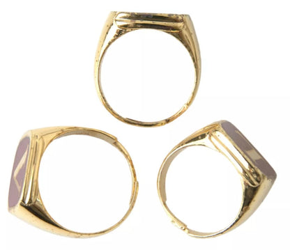 Dolce &amp; Gabbana Gold Brass LOVE Enamel Set of 3 Ring