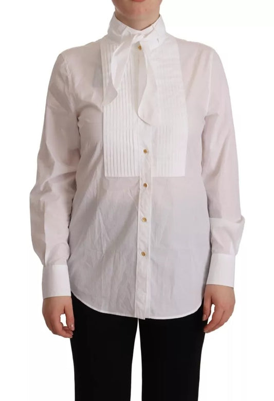 Dolce &amp; Gabbana White Cotton Collared Long Sleeves Formal Shirt Top