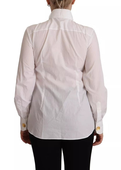 Dolce &amp; Gabbana White Cotton Collared Long Sleeves Formal Shirt Top