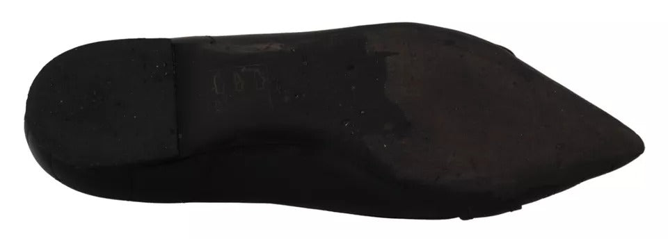 Dolce &amp; Gabbana Black Devotion Leather Pointy Flats Shoes