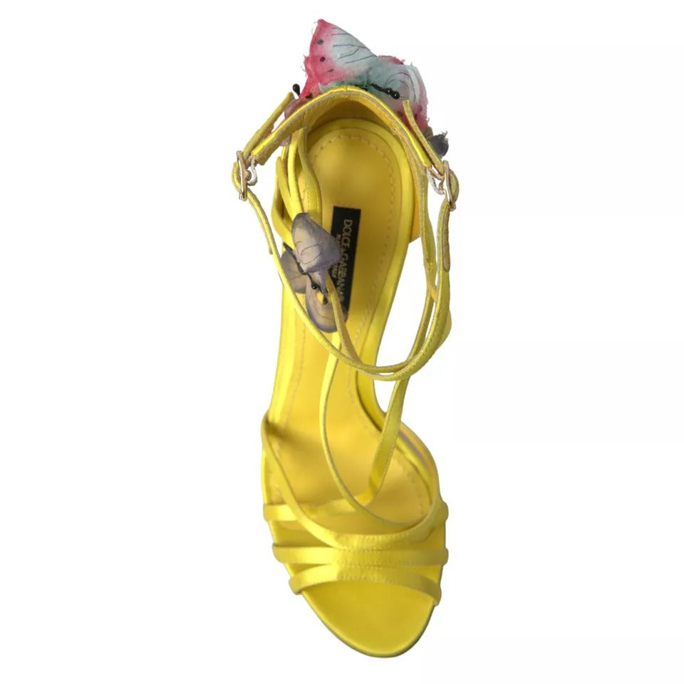 Dolce &amp; Gabbana Yellow Butterfly Applique Sandals Shoes