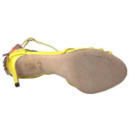 Dolce &amp; Gabbana Yellow Butterfly Applique Sandals Shoes