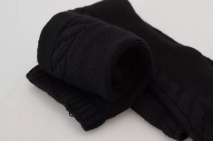 Dolce &amp; Gabbana Black Wool Knit Calf Long Women Accessory Socks