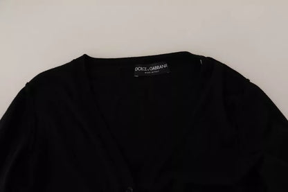 Dolce &amp; Gabbana Black Wool Knit Button Down Cardigan Sweater