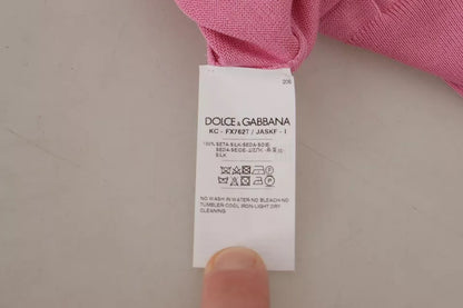 Dolce &amp; Gabbana Pink 100% Silk Button Down Cardigan Sweater