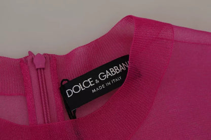 Dolce &amp; Gabbana Fuchsia Polyester Crewneck Pullover Sweater