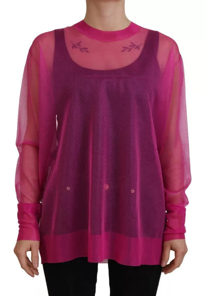 Dolce &amp; Gabbana Fuchsia Polyester Crewneck Pullover Sweater