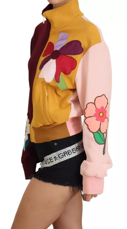 Dolce &amp; Gabbana Multicolor Floral Viscose Full Zip Sweater