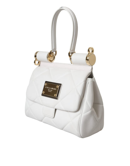 Dolce &amp; Gabbana White Calf Leather 90's SICILY Shoulder Satchel Bag