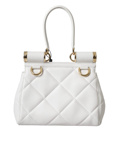 Dolce &amp; Gabbana White Calf Leather 90's SICILY Shoulder Satchel Bag