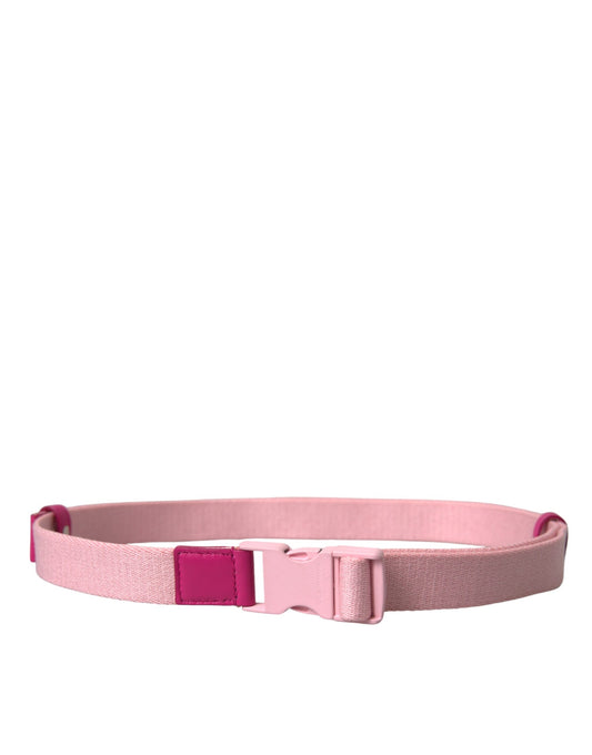 Dolce &amp; Gabbana Pink Canvas Stretch Plastic Buckle Women Belt