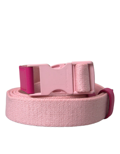 Dolce &amp; Gabbana Pink Canvas Stretch Plastic Buckle Women Belt