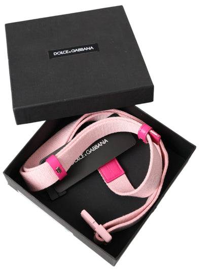 Dolce &amp; Gabbana Pink Canvas Stretch Plastic Buckle Women Belt