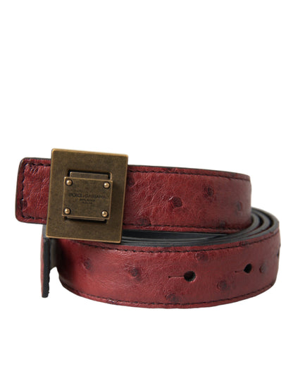 Dolce &amp; Gabbana Brown Leather Square Metal Buckle Belt