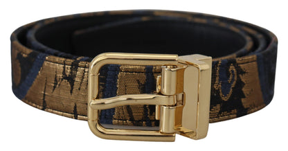 Dolce &amp; Gabbana Multicolor Jacquard Leather Logo Buckle Belt