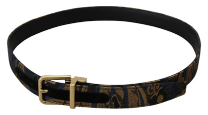 Dolce &amp; Gabbana Multicolor Jacquard Leather Logo Buckle Belt