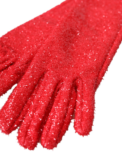 Dolce &amp; Gabbana Red Lurex Fantasia Mid Arm Length Gloves