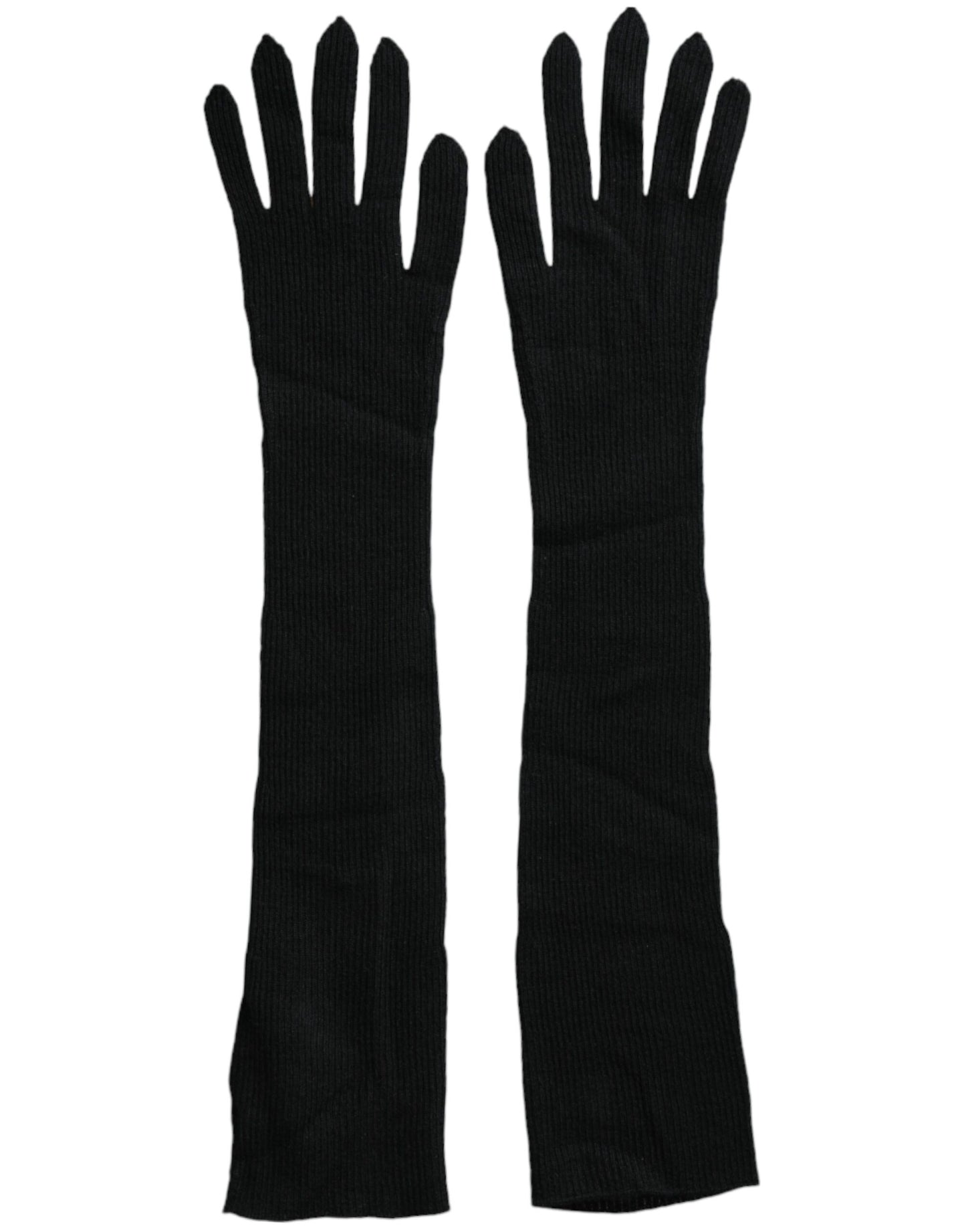 Dolce &amp; Gabbana Black Cashmere Knitted Elbow Length Gloves