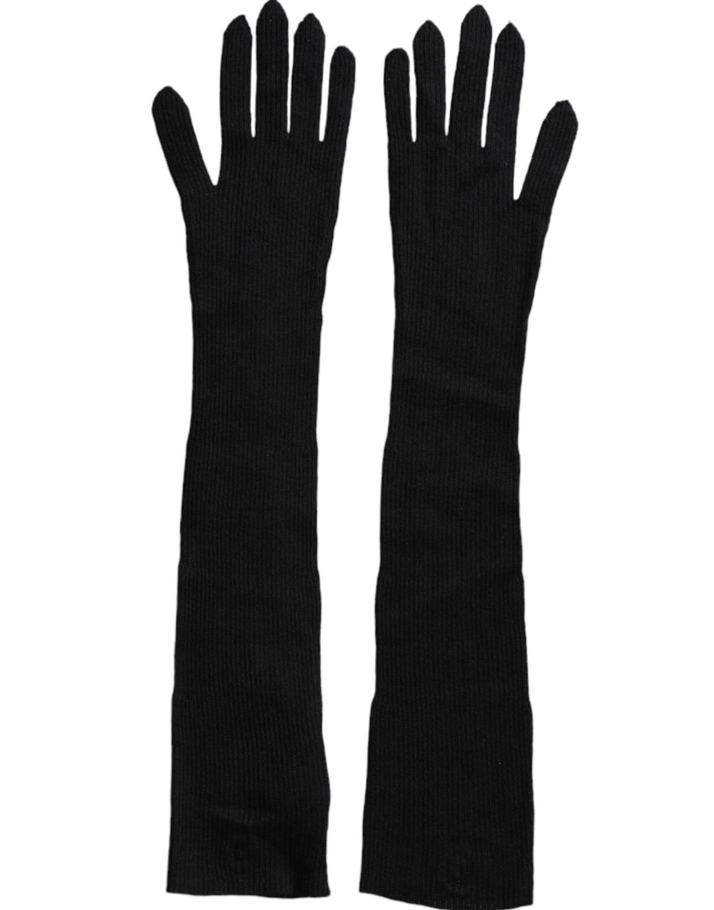 Dolce &amp; Gabbana Black Cashmere Knitted Elbow Length Gloves