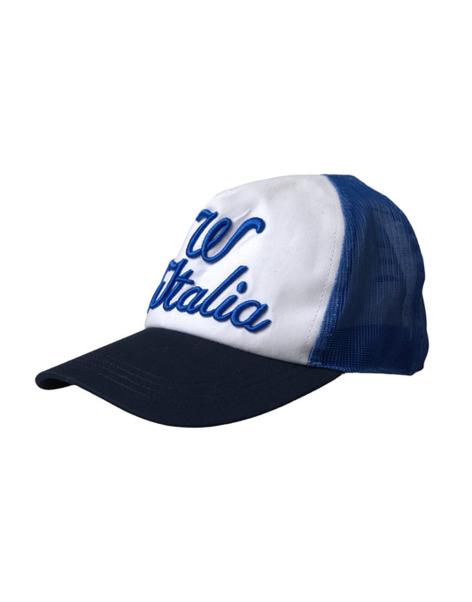 Dolce &amp; Gabbana Blue White Black Italia Mesh Baseball Hat