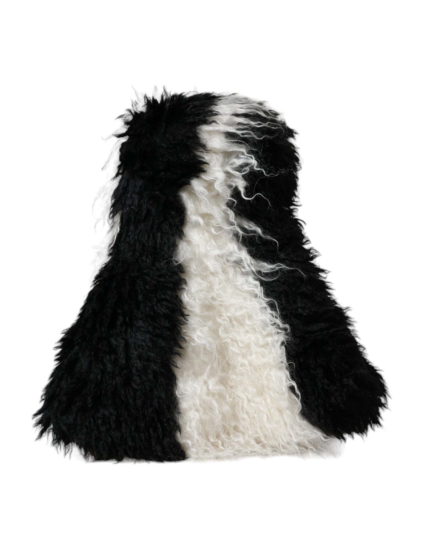 Dolce &amp; Gabbana Black White Stripes Mohair Fur Bucket Hat