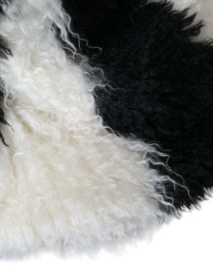 Dolce &amp; Gabbana Black White Stripes Mohair Fur Bucket Hat